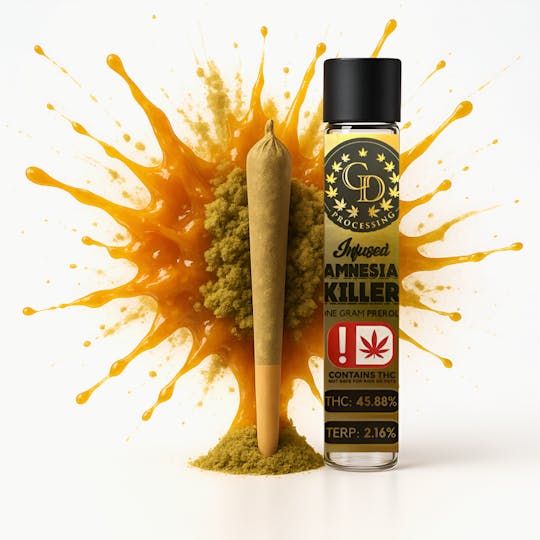 GD CANNABIS PROCESSING - INFUSED COATED 1G BUDDER & KIEF AMNESIA KILLER PRE-ROLL - 1