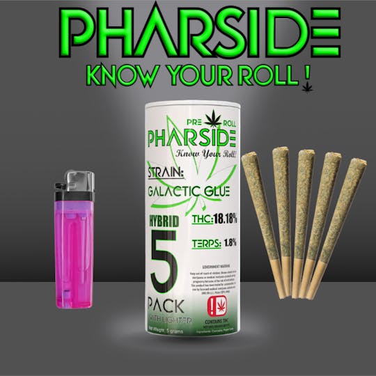 Pharside - 5 pack of 1 gram pre-rolls Hybrid w/ a lighter - 1