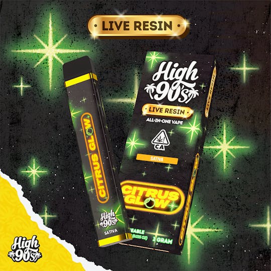 HIGH 90s - High 90s : Citrus Glow Live Resin 1g All-In-One Vape - 1