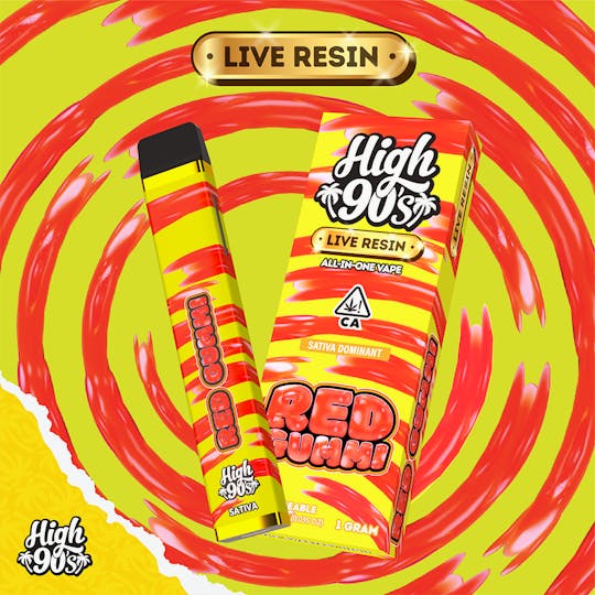 HIGH 90s - High 90s : Red Gummi Live Resin 1g All-In-One Vape - 1