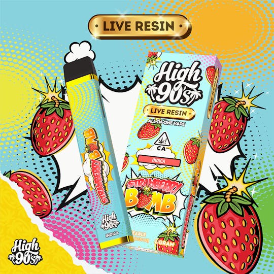 HIGH 90s - High 90s : Strawberry Bomb Live Resin 1g All-In-One Vape - 1