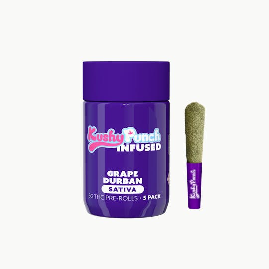 Kushy Punch - 5PK Kushy Punch Infused .5g Liquid Diamond Prerolls - Grape Durban - 1
