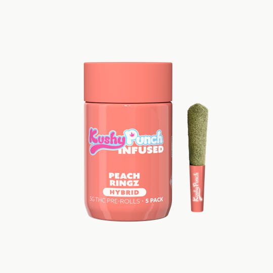 Kushy Punch - 5PK Kushy Punch Infused .5g Liquid Diamond Prerolls - Peach Ringz - 1