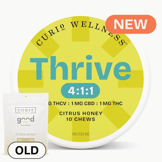 Curio Wellness™ - Thrive 4:1:1 THCV Chews (Formerly Good Day THCV Chews) - 1