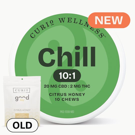 Curio Wellness™ - Chill 10:1 Citrus Honey Chew 20mg CBD: 2mg THC (Formerly Good Day Chews) - 1