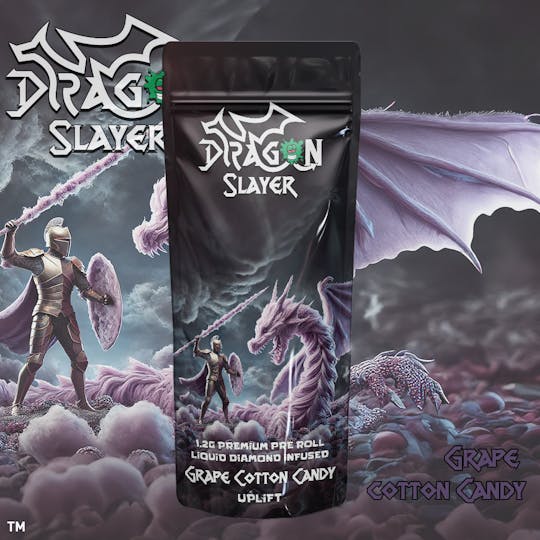 Giggles - Dragon Slayers | Grape Cotton Candy | Infused Pre-roll | 1.2g - 1
