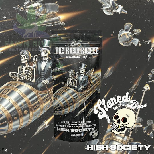 Stoned to the Bone - High Society | Rosin Rocket | Infused Pre-Roll | 1.3g - 1