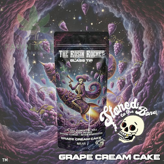 Stoned to the Bone - Grape Cream Cake | Rosin Rocket | Infused Pre-Roll | 1.3g - 1