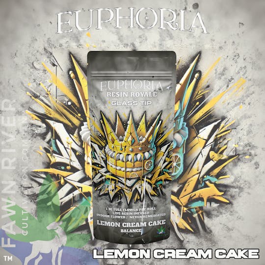 Euphoria Brand - Lemon Cream Cake | Resin Royale | Infused Pre-Roll | 1.3g - 1