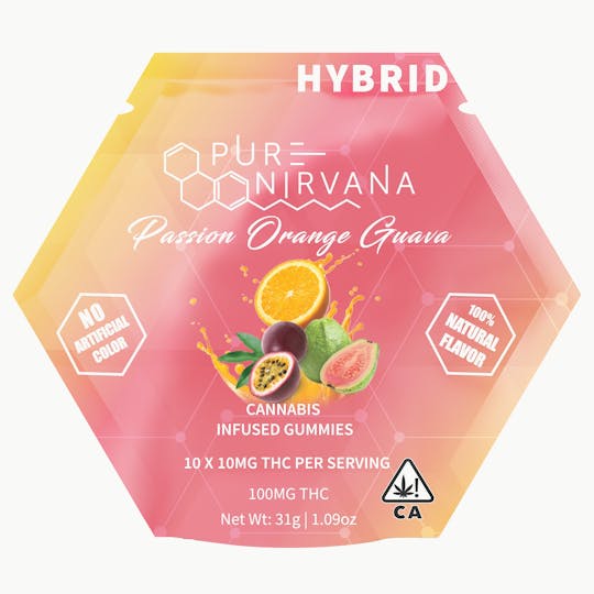 Pure Nirvana - Pure Nirvana Passion Orange Guava (POG) Hybrid Gummies 100mg - 1