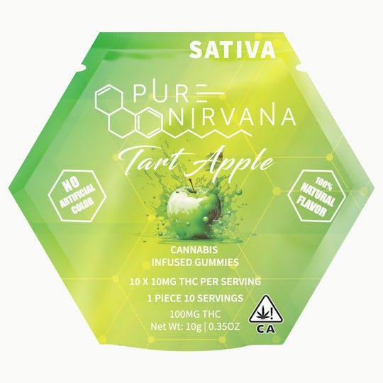 Pure Nirvana - Pure Nirvana Tart Apple Gummies 100mg - 1