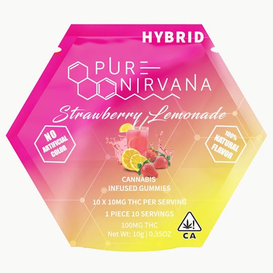 Pure Nirvana - Pure Nirvana Strawberry Lemonade Hybrid Gummies 100mg - 1