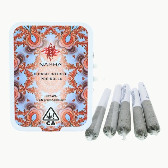 NASHA - Hash Infused PreRolls - 5 pack - Clementine x Moroccan Peaches - 1