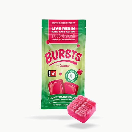 Sauce. - Sauce Bursts - Juicy Watermelon - 100MG Live Resin Edibles (OR) - 1