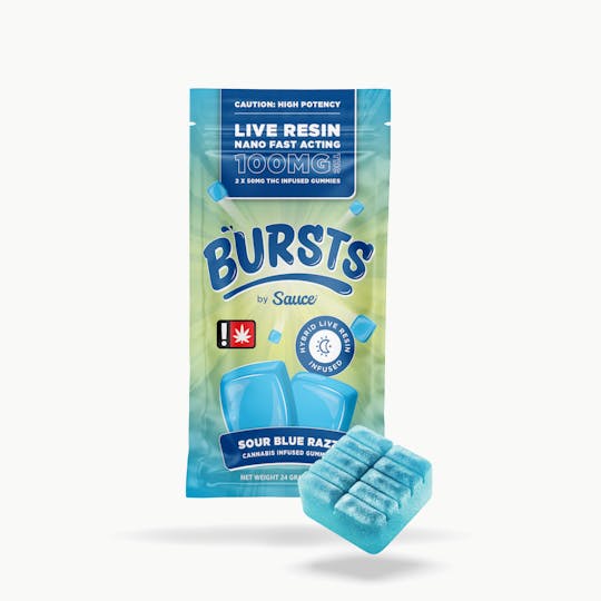 Sauce. - Sauce Bursts - Sour Blue Razz - 100MG Live Resin Edibles (OR) - 1