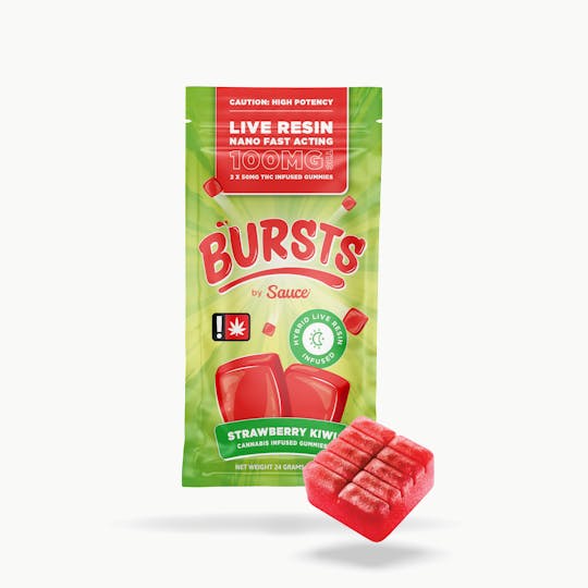 Sauce. - Sauce Bursts - Strawberry Kiwi - 100MG Live Resin Edibles (OR) - 1