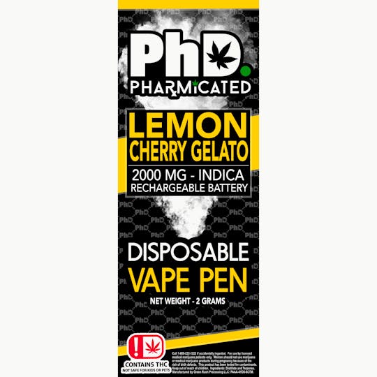 Pharmicated - PhD Disposable Vape Cart - 2000 mg - Lemon Cherry Gelato (I) - 1