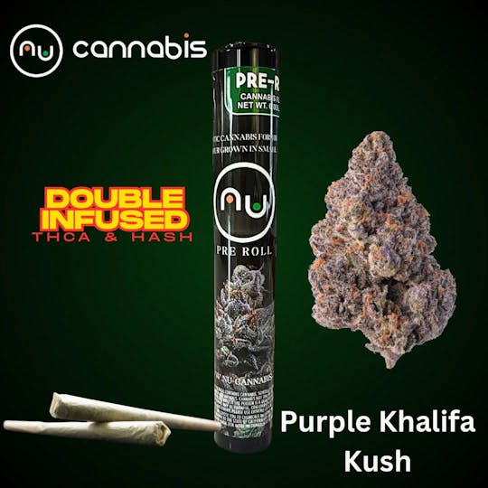 Nu Cannabis Brand - NuCannabis - Purple Khalifa Kush .7g - THCA/HASH PRE ROLL INFUSED - 1