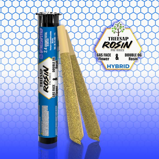 Treesap - CA - Treesap Rosin Infused Pre-Rolls Gas Face x Double OG - 2.4g Per Tube - 1