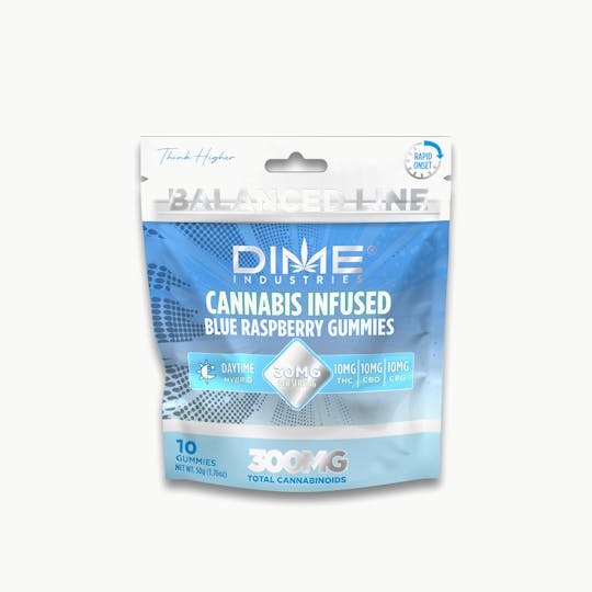 Dime Industries - Balanced Line Blue Raspberry "Afternoon" CGB Gummies 10ct - 1