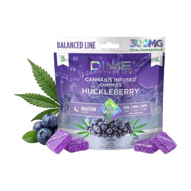 Dime Industries Huckleberry "Nighttime" CBN Gummies Balanced Line 10ct