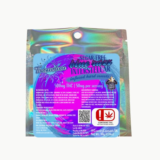 Country Cannabis - Blue Razz (Sugar-Free) | Infused Hard Sweets | Transcendence Lozenges - 1