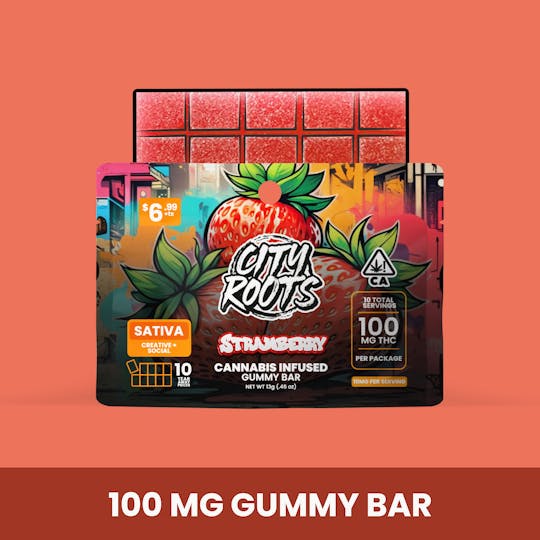 City Roots - Strawberry (Sativa) Edible 100mg - Single Piece - 1