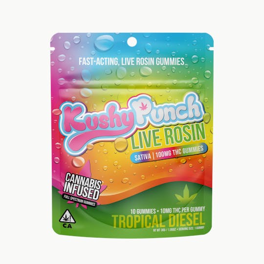 Kushy Punch - Kushy Punch - Live Rosin Tropical Diesel Gummies 100MG (SATIVA) - 1
