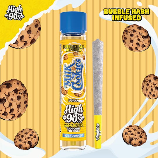 HIGH 90s - High 90s : Milk and Cookies 1g High Flyer Bubble Hash Infused Pre-Roll - 1