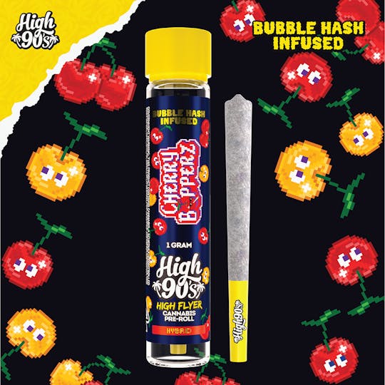HIGH 90s - High 90s : Cherry Bopperz 1g High Flyer Bubble Hash Infused Pre-Roll - 1