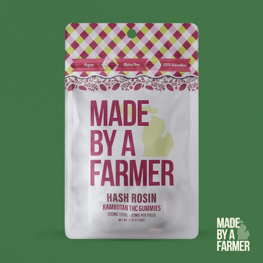 Made By A Farmer - 200mg Hash Rosin Solventless Gummy - Rambutan 10pcs x 20mg (Vegan) - 1