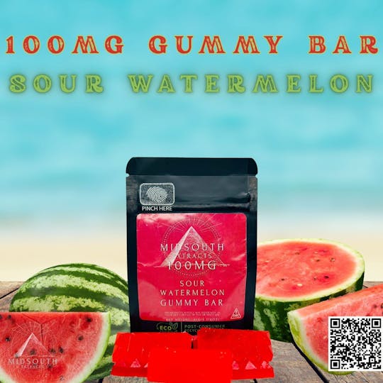 MidSouth Extracts - Gummy Bar - 100mg - Sour Watermelon - 1
