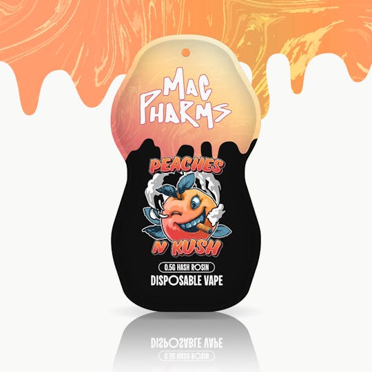Mac Pharms - Peaches N Kush - .5g Hash Rosin Disposable Vape Pen - 1