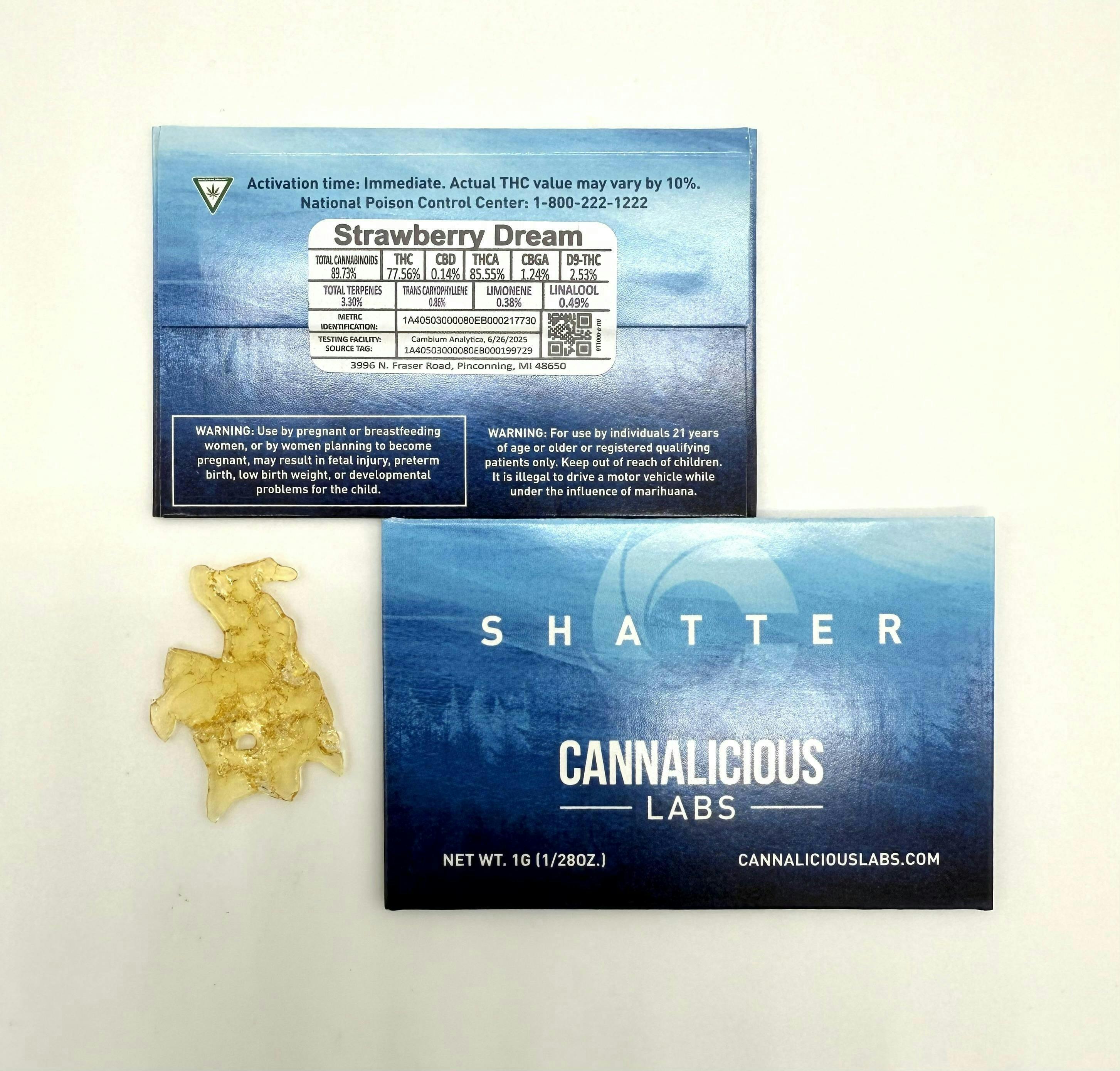 Cannalicious Labs - Cannalicious Labs | Strawberry Dream | Shatter | 1g - 1