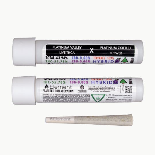 Element - Element Live THCA Joint 1g- Platinum Zkittlez x Platinum Valley - 1