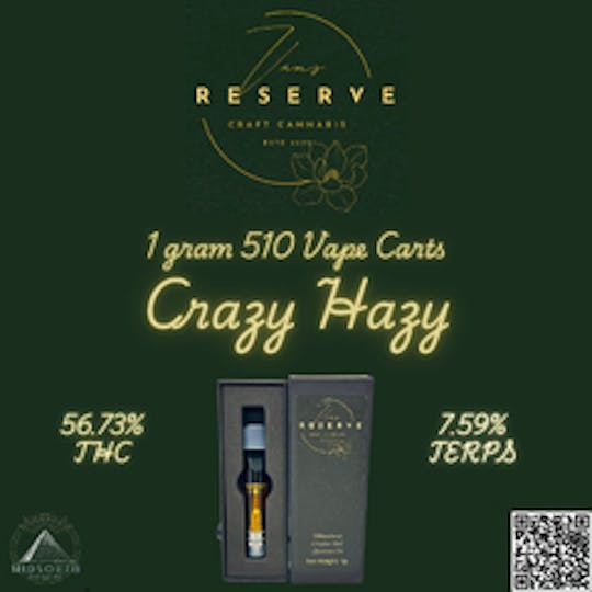 MidSouth Extracts - Van's Reserve - Crazy Hazy - 1g 510 - Full Spectrum - 1
