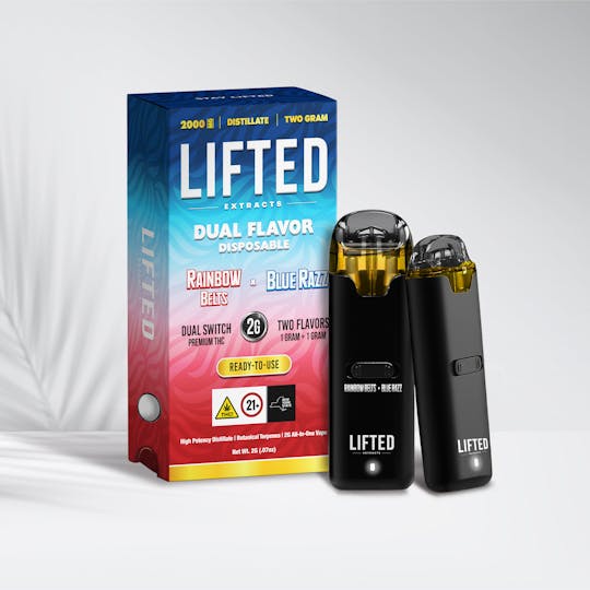 Lifted Extracts - 2 Gram Rainbow Belts x Blue Razz Disposable | NY| Lifted Extracts - 1