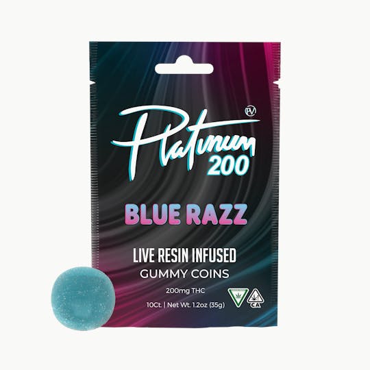 Platinum Vape - Platinum - Live Resin Gummy Coins Blue Razz 200mg - 1