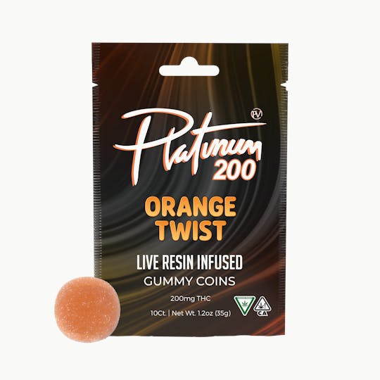 Platinum Vape - Platinum - Live Resin Gummy Coins Orange Twist 200mg - 1