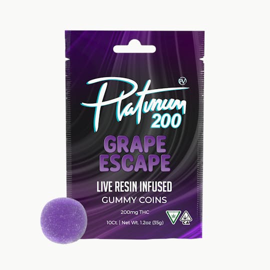 Platinum Vape - Platinum - Live Resin Gummy Coins Grape Escape 200mg - 1