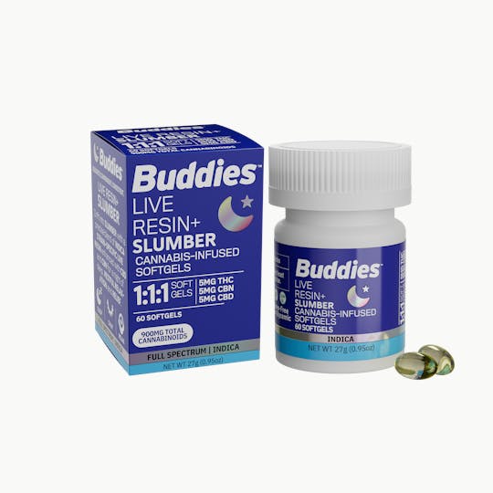 Buddies Brand - Live Resin Slumber THC/CBD/CBN 5mg:5mg:5mg Capsule 60pc - 1