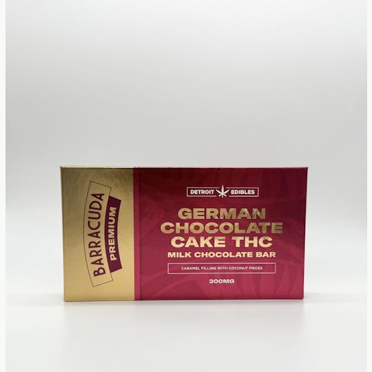 Detroit Edibles - Premium Barracuda Bar - German Chocolate Cake - Milk Chocolate - 200mg THC - 1