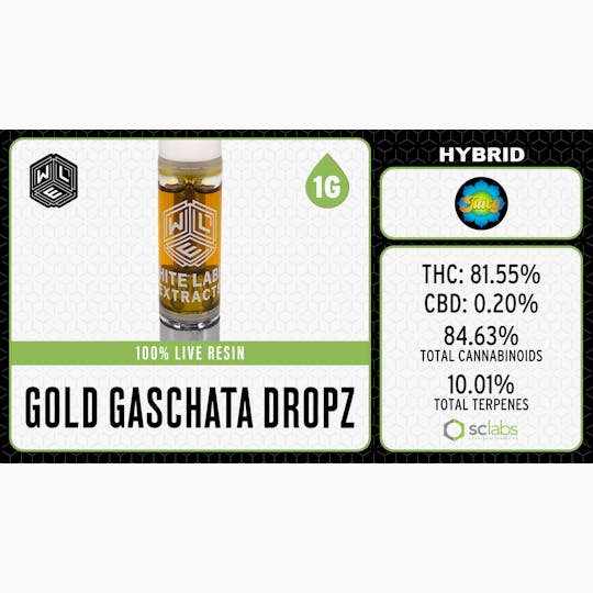 White Label Extracts - WLE | Gold Gaschata Dropz | Live Resin Cartridge | 1G - 1