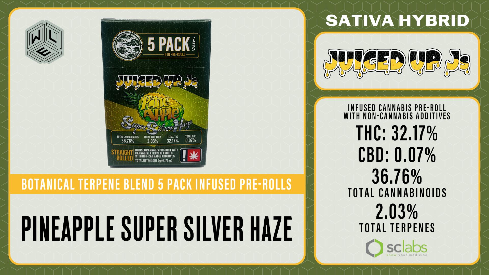 White Label Extracts - WLE | Juiced Up J's Pineapple SSH | Infused Pre Roll | 5pk - 1