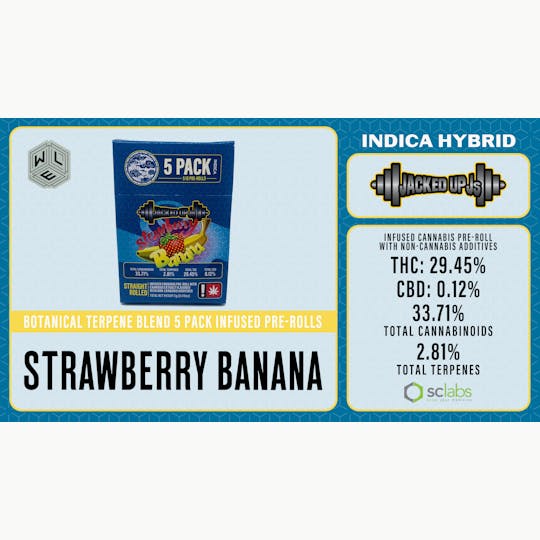 White Label Extracts - WLE | Jacked Up J's Strawberry Banana | Infused Pre Roll | 5pk - 1