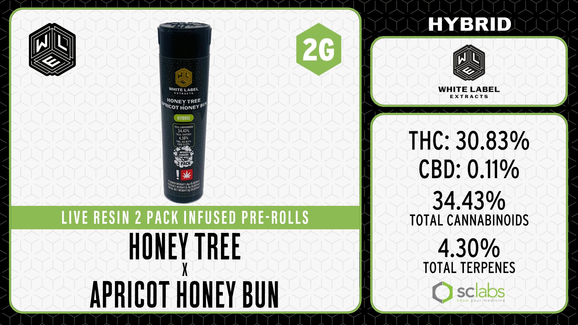 White Label Extracts - WLE | Honey Tree x Apricot Honey Bun | Infused Pre Roll | 2pk - 1