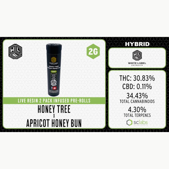 White Label Extracts - WLE | Honey Tree x Apricot Honey Bun | Infused Pre Roll | 2pk - 1