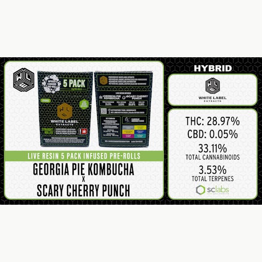 White Label Extracts - WLE | Georgia Pie Kombucha x Scary Cherry Punch | Infused Pre Roll | 5pk - 1