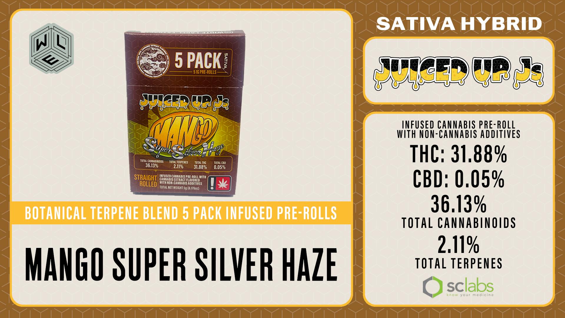 White Label Extracts - WLE | Juiced Up J's Mango SSH | Infused Pre Roll | 5pk - 1