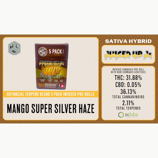 White Label Extracts - WLE | Juiced Up J's Mango SSH | Infused Pre Roll | 5pk - 1